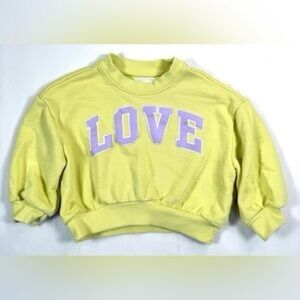 Yellow Sweatshirt with Purple 'LOVE' Print
